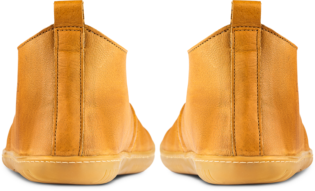 Back of Sand color high-cut barefoot shoe