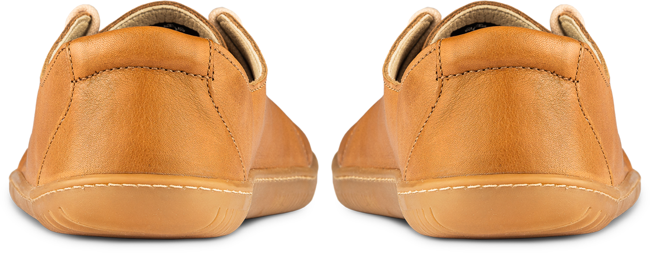 Back of sand color low-cut barefoot shoe