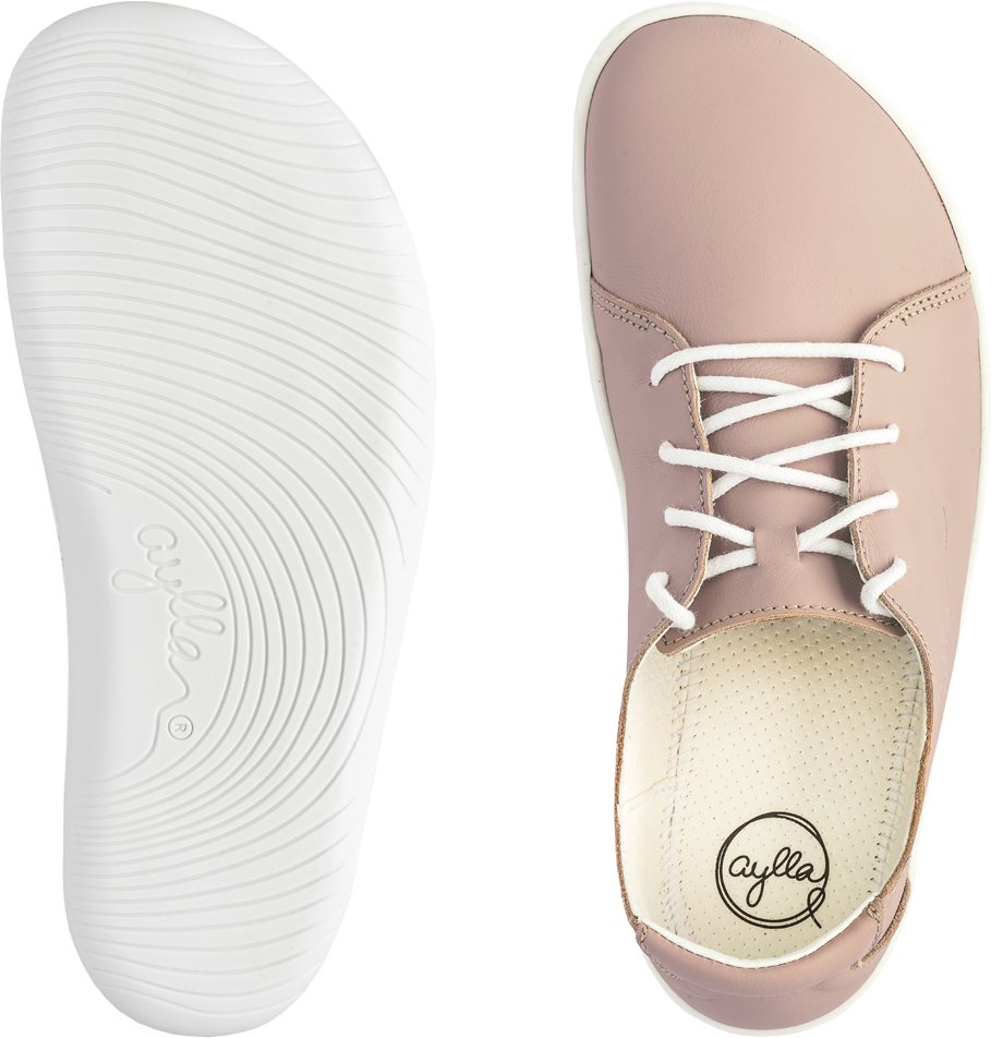 Top and bottom of pink low-cut barefoot shoe
