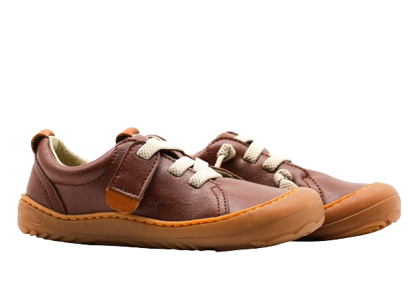 Brown barefoot shoes for kids.
