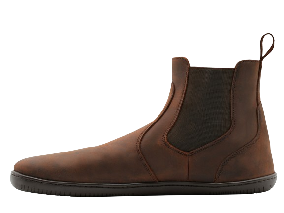 Profile of brown Chalsea style barefoot shoe