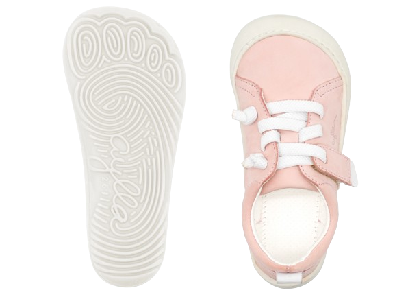 Top and bottom of the barefoot shoe for kids. Pink color.