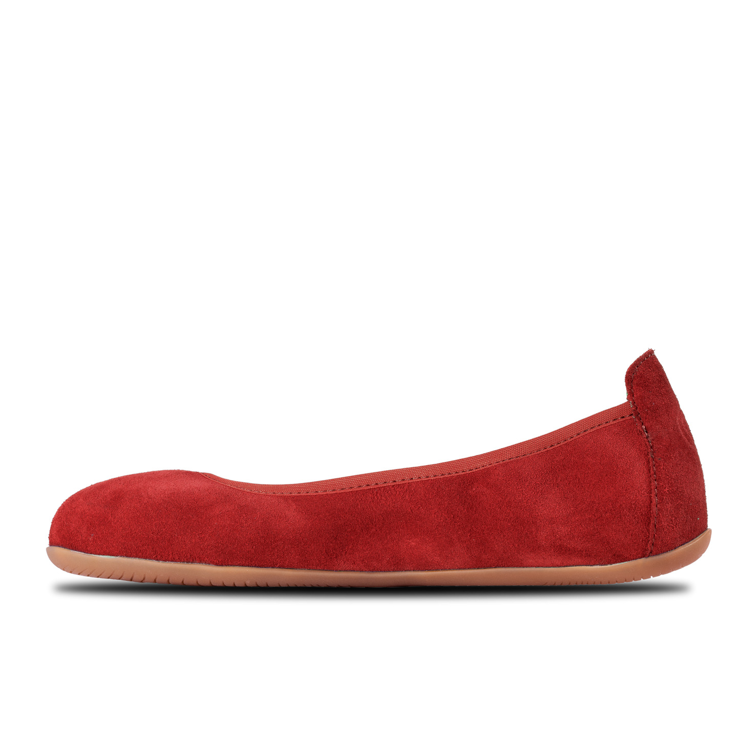 Side photo of red barefoot ballerina shoe