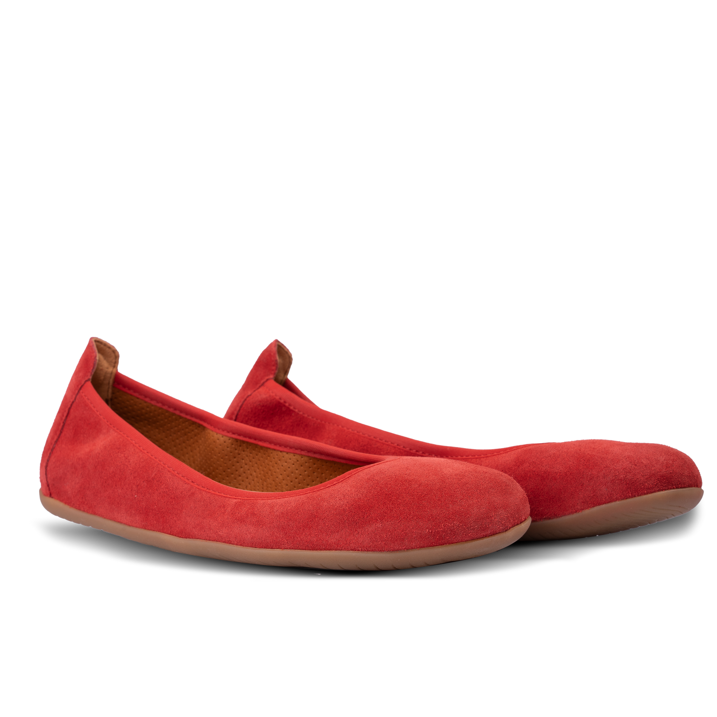 Front photo of red barefoot ballerina shoe