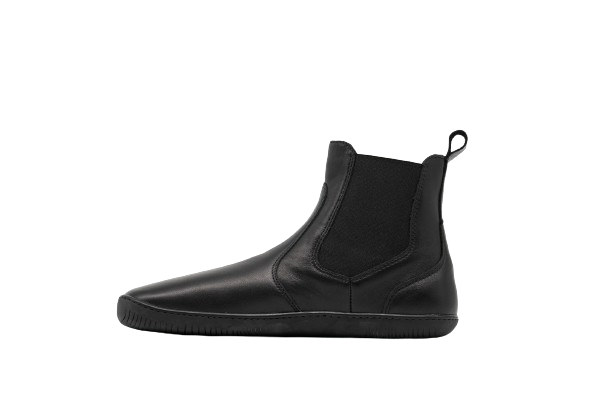Profile of black Chalsea style barefoot shoe