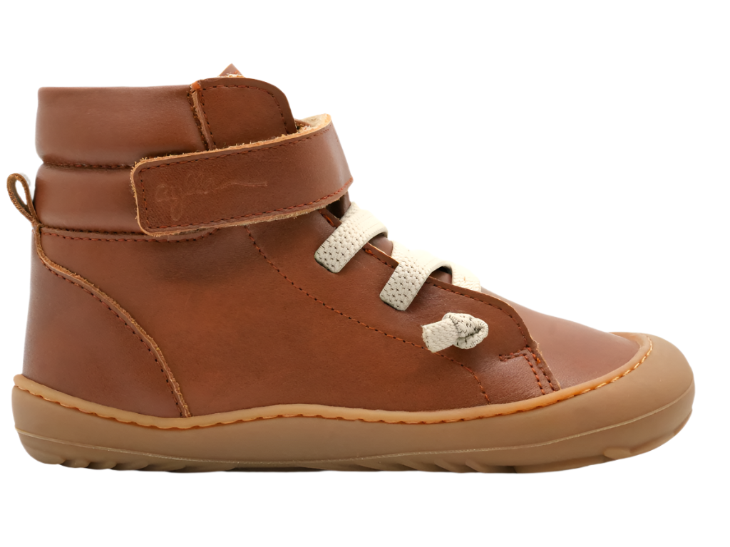 Brown color high-cut insulated kids barefoot shoes