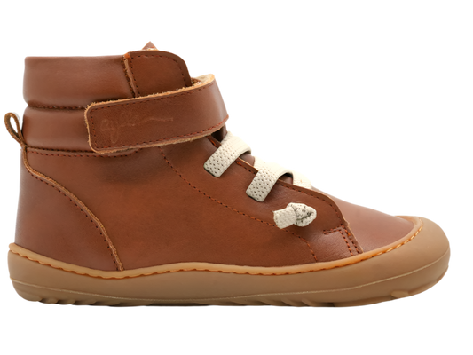 Brown color high-cut insulated kids barefoot shoes