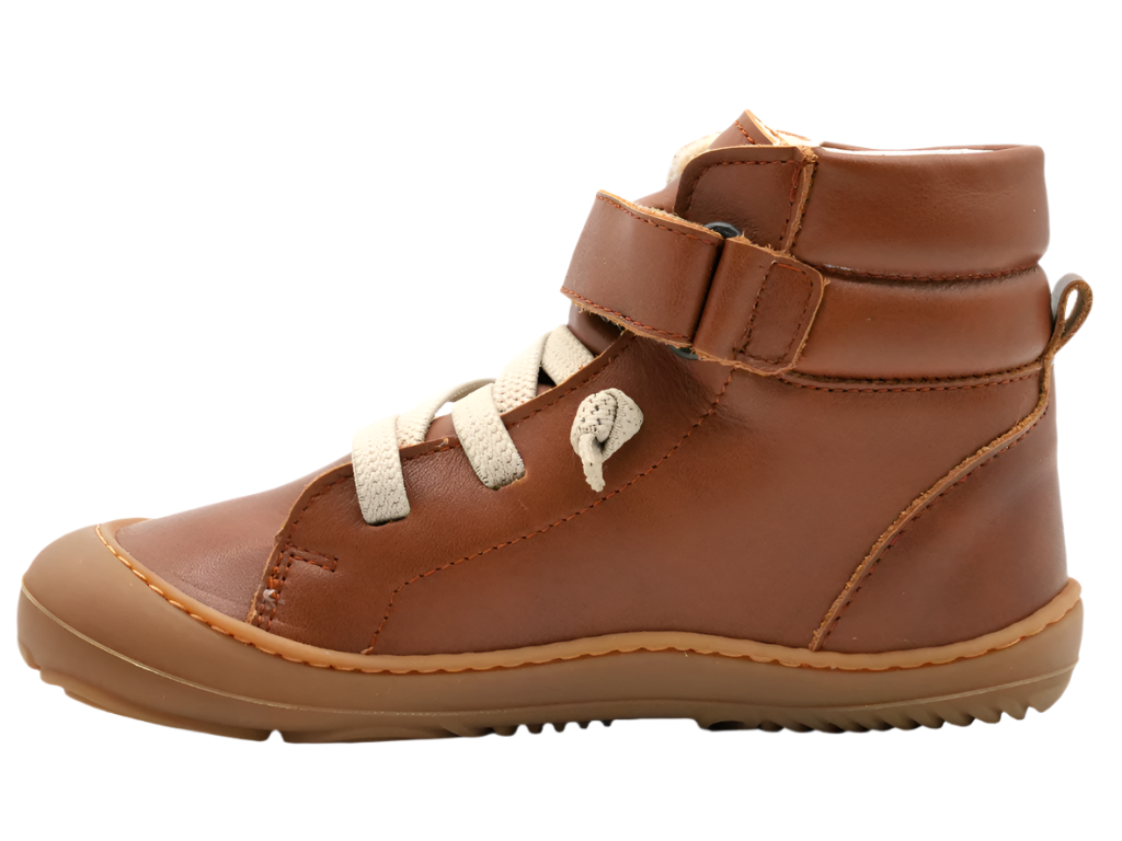 Brown color high-cut insulated kids barefoot shoes