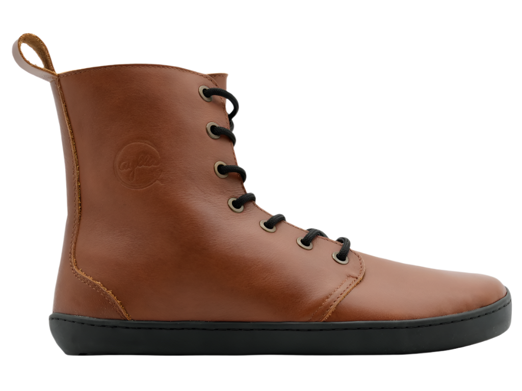 Brown color high-cut insulated barefoot shoes