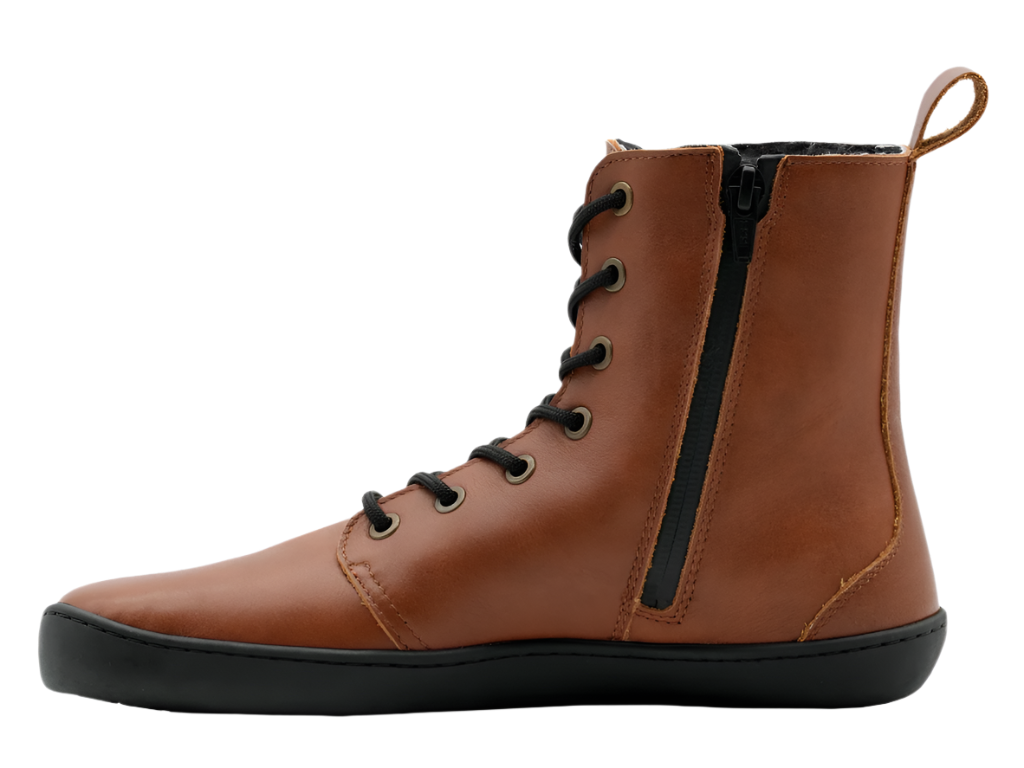 Brown color high-cut insulated barefoot shoes