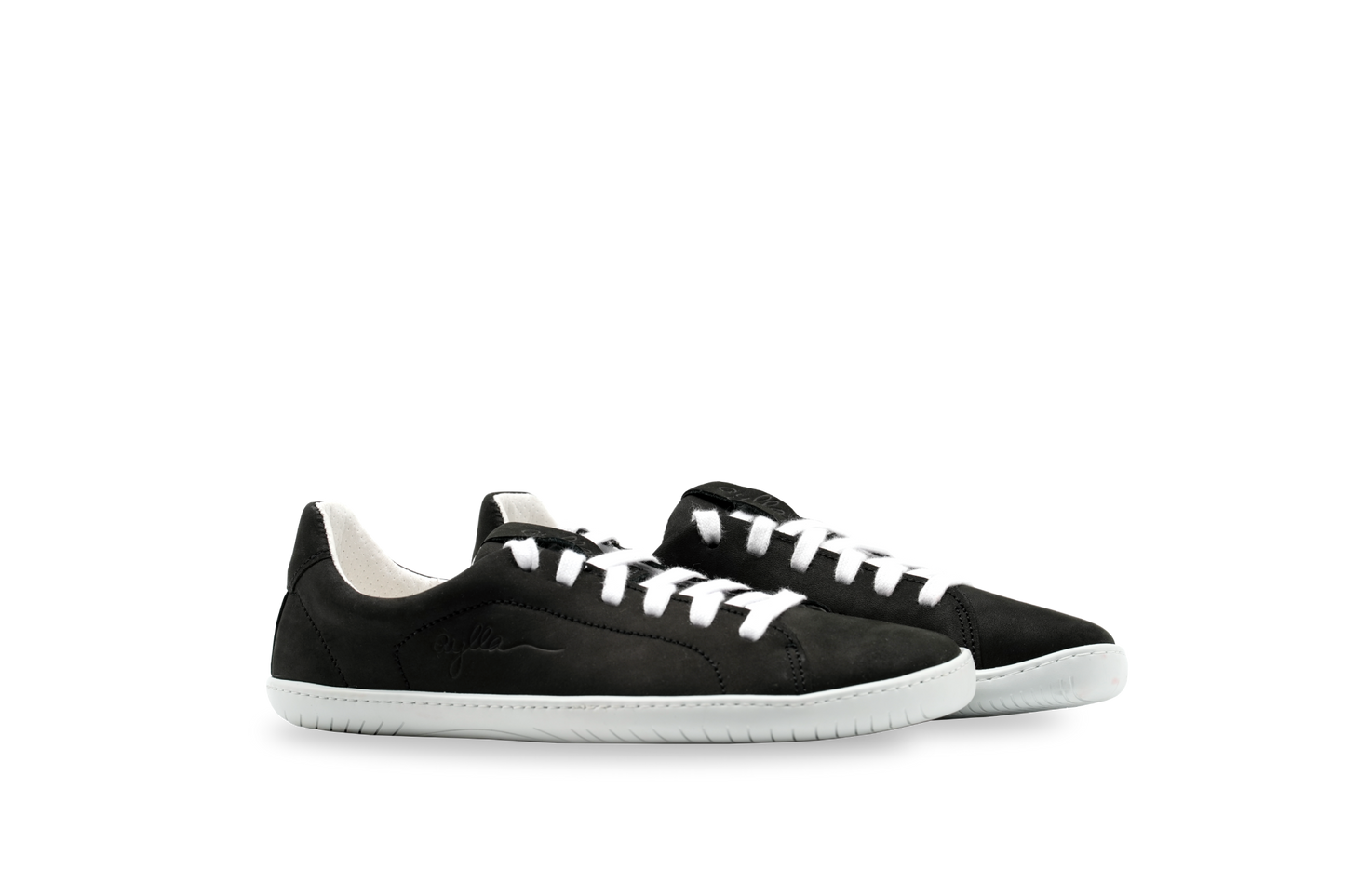 Side of vegan barefoot shoes for men. Black color.