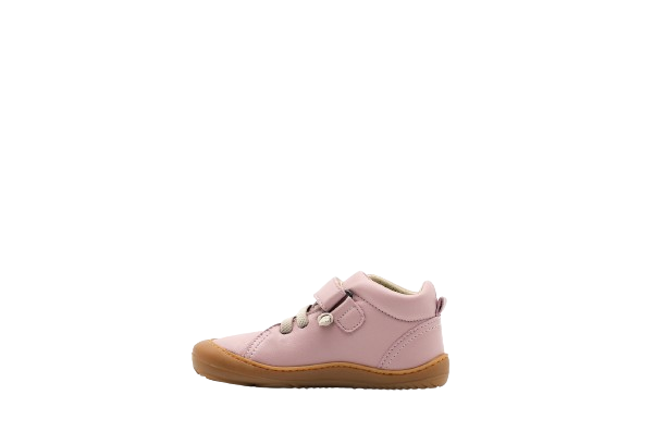 Side of pink kid's barefoot shoe