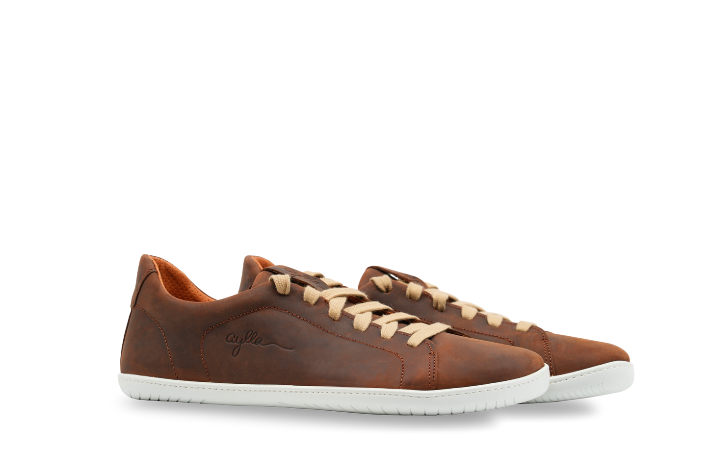 Side of the barefoot sneakers for men. Brown color.