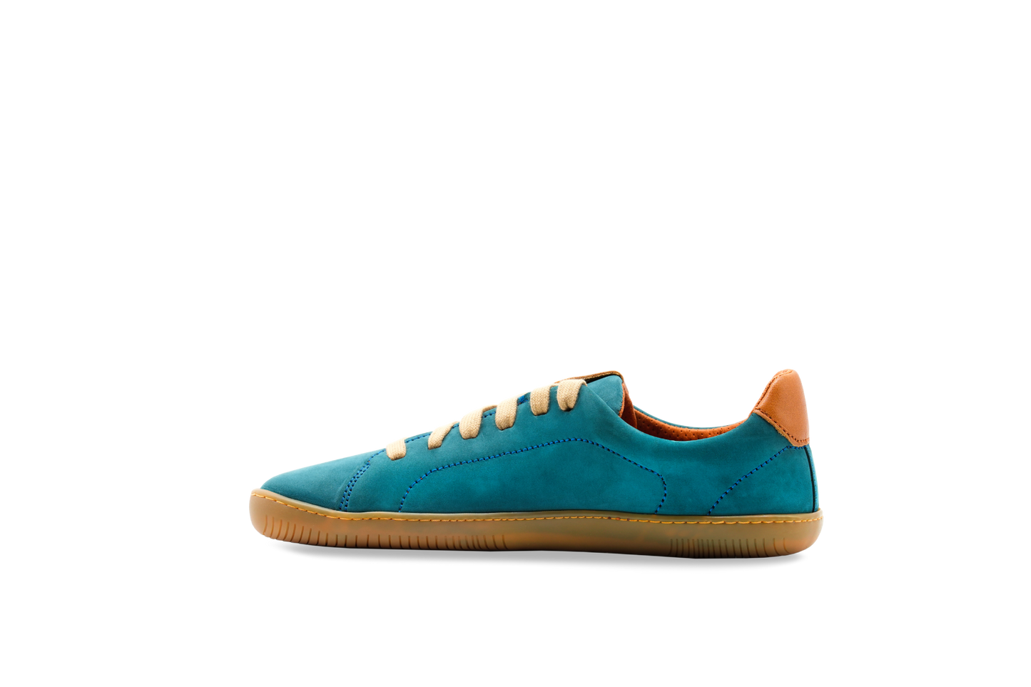Side of the barefoot sneakers for men. Blue color.