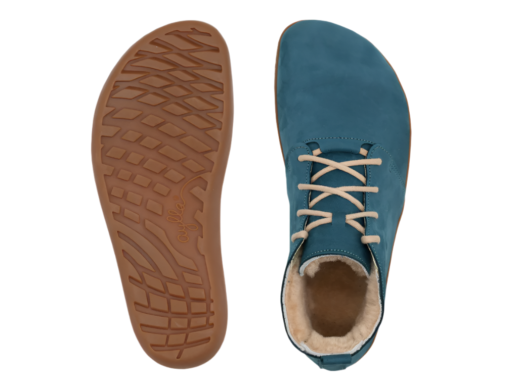 Petrol color high-cut insulated barefoot shoes