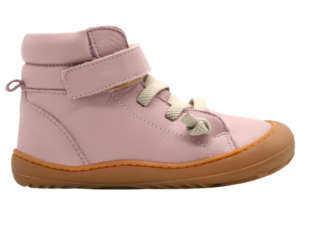 Pink color high-cut insulated kids barefoot shoes