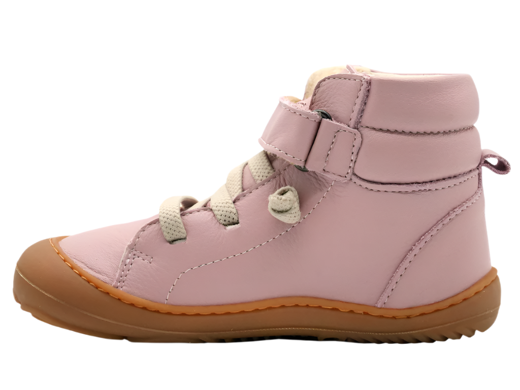 Pink color high-cut insulated kids barefoot shoes