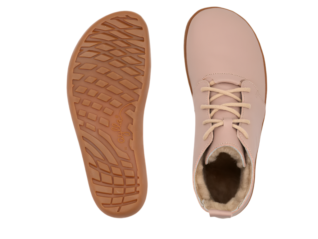 Pink color high-cut insulated barefoot shoes