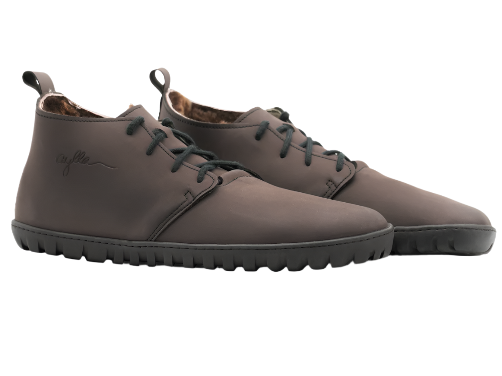 Brown color high-cut insulated barefoot shoes