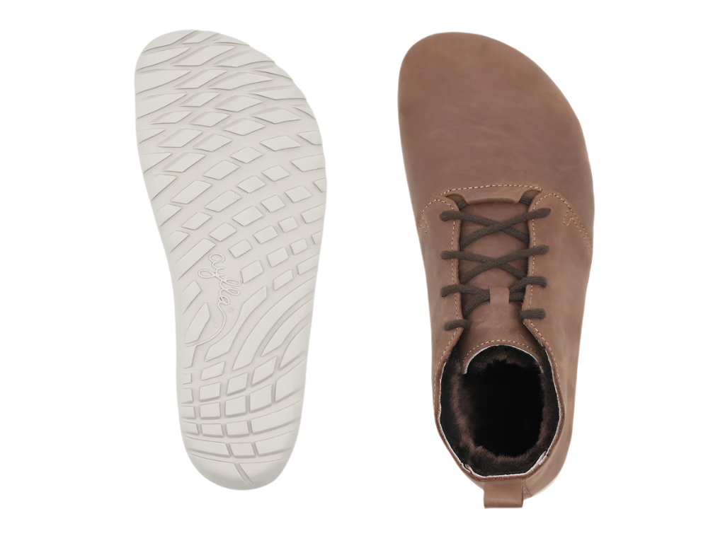 Brown color high-cut insulated barefoot shoes