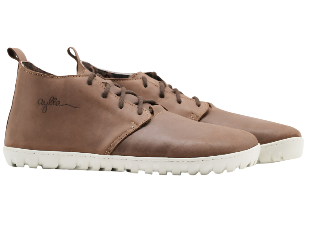 Brown color high-cut insulated barefoot shoes