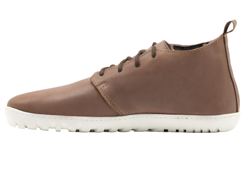 Brown color high-cut insulated barefoot shoes