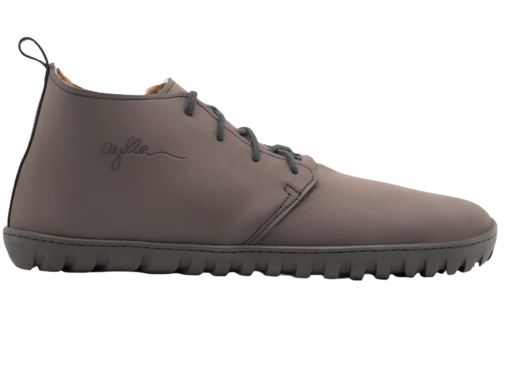 Brown color high-cut insulated barefoot shoes