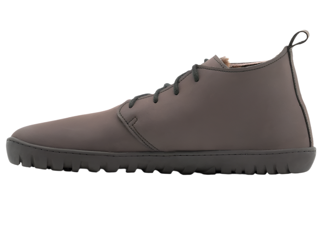 Brown color high-cut insulated barefoot shoes