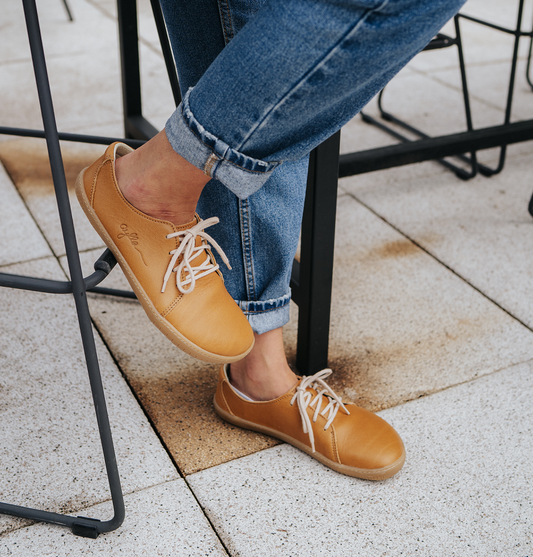 Real photo of sand color low-cut barefoot shoe
